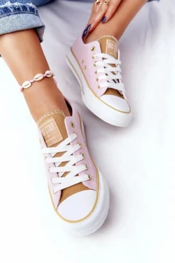 Best Big Star Shoes Klasyczne Damskie Trampki BIG STAR HH274455 Różowe