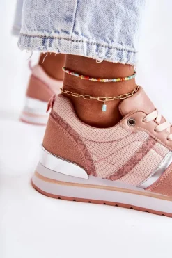 Damskie Boto Klasyczne Damskie Wiązane Buty Sportowe Różowe Elenes