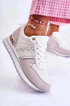 Boto Klasyczne Damskie Wiązane Buty Sportowe Białe Elenes