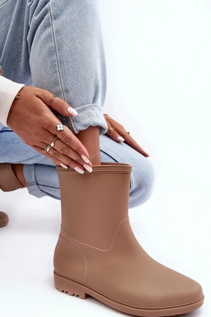 Damskie Boto Klasyczne Damskie Wsuwane Kalosze Beżowe Solihia