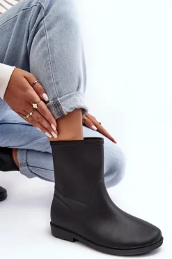 Boto Klasyczne Damskie Wsuwane Kalosze Czarne Solihia Czarny