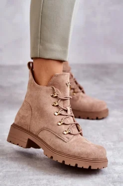 Damskie Damskie buty S.Barski Klasyczne Damskie Zamszowe Botki Beżowe Telma