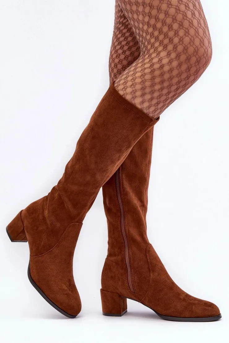 Clearance Buty Sergio Leone Klasyczne Eko Zamszowe Kozaki Sergio Leone KZ205 Brązowe