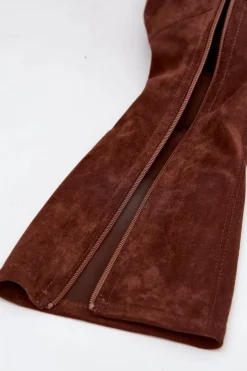 Buty Sergio Leone Kozaki Na Słupku|Kozaki Przed Kolano*Klasyczne Eko Zamszowe Kozaki Sergio Leone KZ205 Ciemnobrązowe