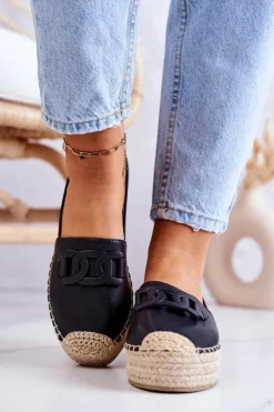 Damskie Boto Klasyczne Espadryle Na Platformie Czarne Julianne
