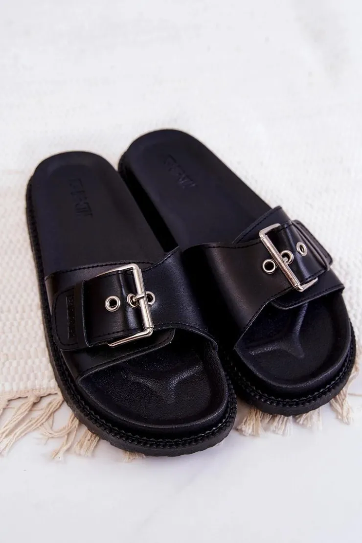 Big Star Shoes Klapki Damskie Big Star|Klapki Damskie Klasyczne*Klasyczne Klapki Damskie Big Star JJ274A307 Czarne Czarny