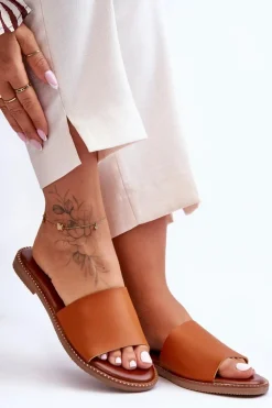 Boto Klapki Damskie Klasyczne*Klasyczne Klapki Damskie Camel Aphrodite