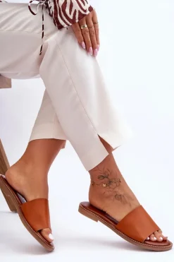 Boto Klapki Damskie Klasyczne*Klasyczne Klapki Damskie Camel Aphrodite