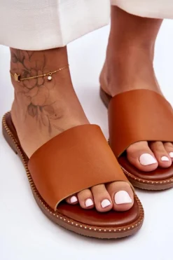 Boto Klapki Damskie Klasyczne*Klasyczne Klapki Damskie Camel Aphrodite