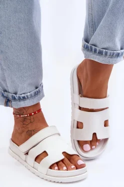 Boto Klasyczne Klapki Damskie Białe Molie