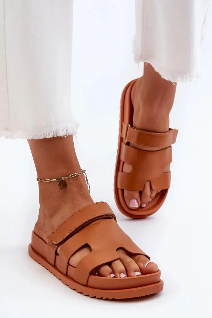 Best Boto Klasyczne Klapki Damskie Camel Molie