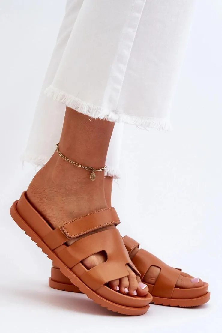 Best Boto Klasyczne Klapki Damskie Camel Molie