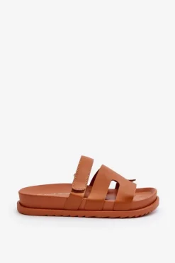 Best Boto Klasyczne Klapki Damskie Camel Molie