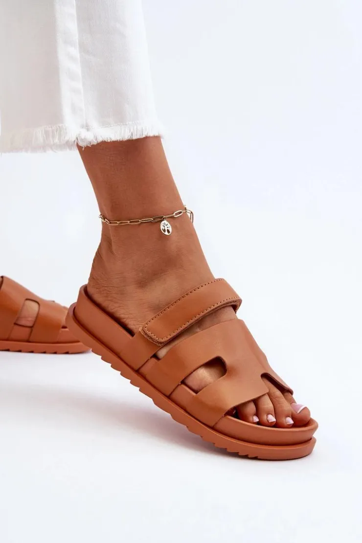 Best Boto Klasyczne Klapki Damskie Camel Molie