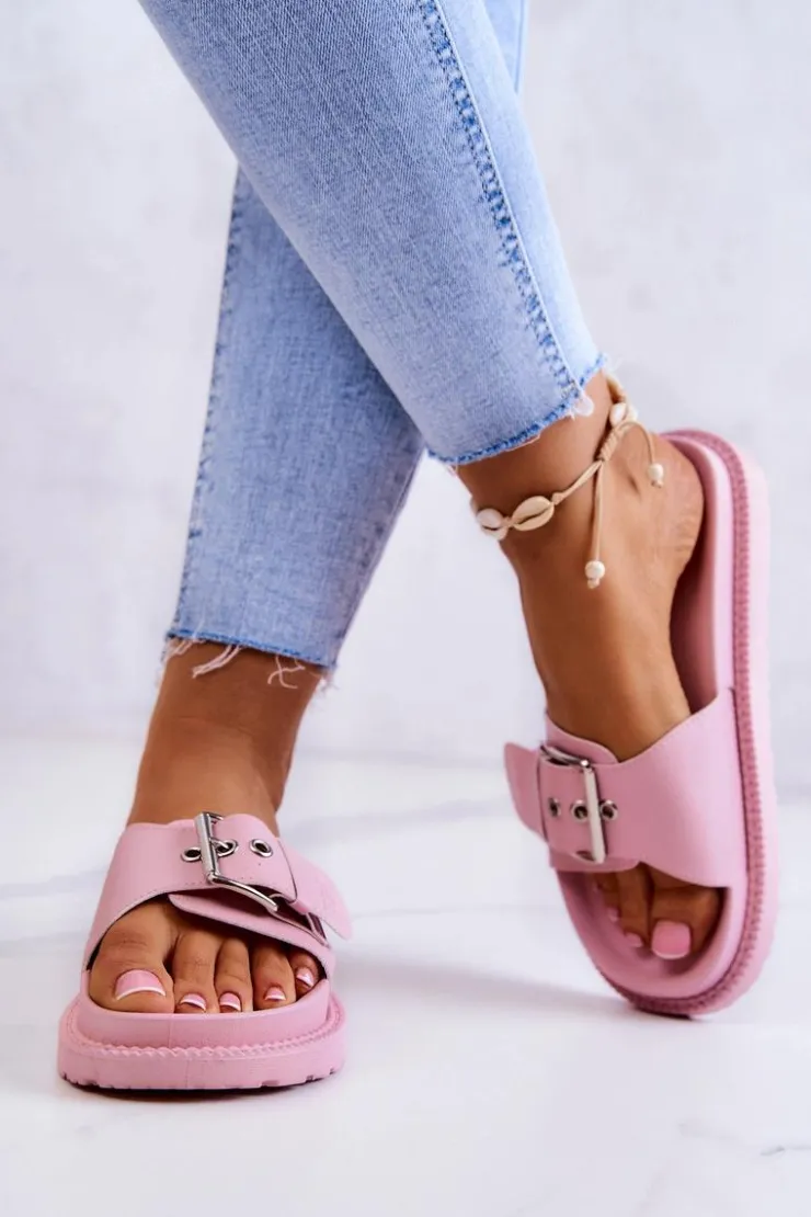 Damskie Big Star Shoes Klasyczne Klapki Damskie Big Star JJ274A308 Różowe