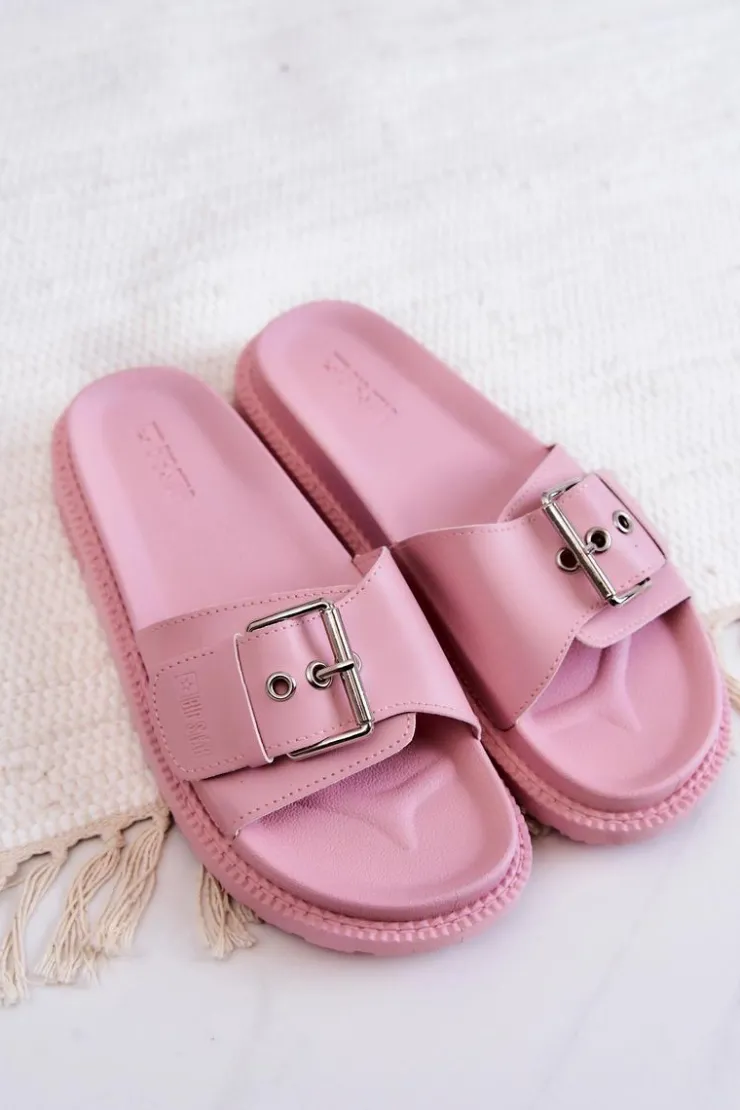 Damskie Big Star Shoes Klasyczne Klapki Damskie Big Star JJ274A308 Różowe