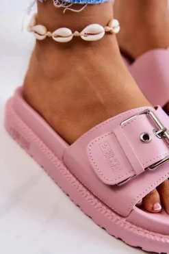 Damskie Big Star Shoes Klasyczne Klapki Damskie Big Star JJ274A308 Różowe