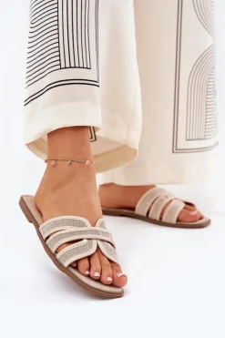 Boto Klapki Damskie Klasyczne*Klasyczne Klapki Damskie Płaskie Beżowe Scazze Beżowy