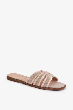 Boto Klapki Damskie Klasyczne*Klasyczne Klapki Damskie Płaskie Beżowe Scazze Beżowy