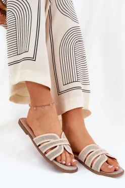 Boto Klapki Damskie Klasyczne*Klasyczne Klapki Damskie Płaskie Beżowe Scazze Beżowy