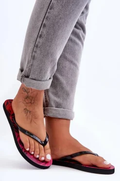 4F Klapki Sportowe|Klapki Damskie Japonki*Klasyczne Klapki Japonki SS23FFLIF060-90S Czarno-Różowe