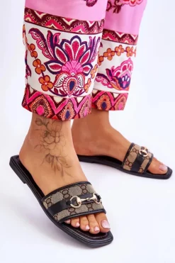 Boto Klapki Damskie Klasyczne*Klasyczne Klapki Na Płaskim Obcasie Czarne Marlene