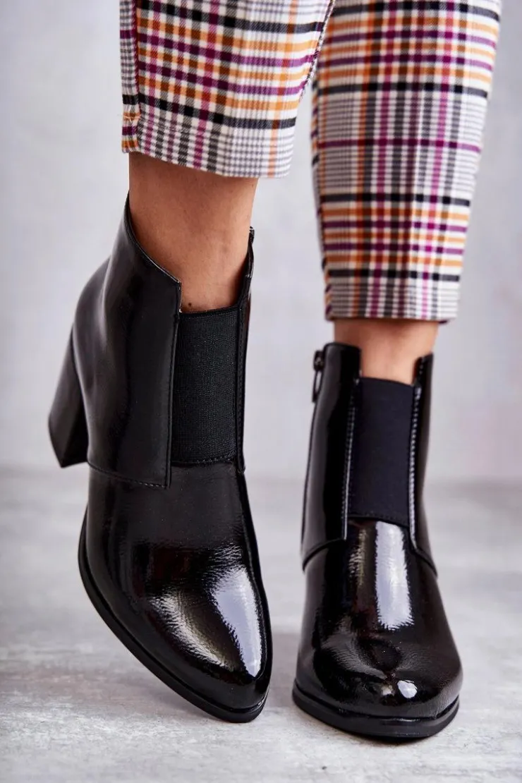 Outlet Boto Klasyczne Lakierowane Botki La.Fi 260035B-LA Czarne