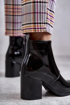 Outlet Boto Klasyczne Lakierowane Botki La.Fi 260035B-LA Czarne