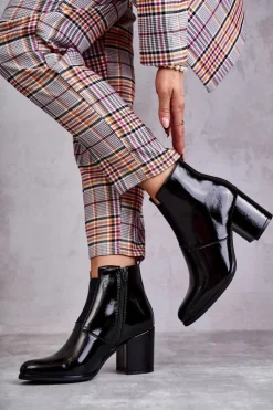 Outlet Boto Klasyczne Lakierowane Botki La.Fi 260035B-LA Czarne