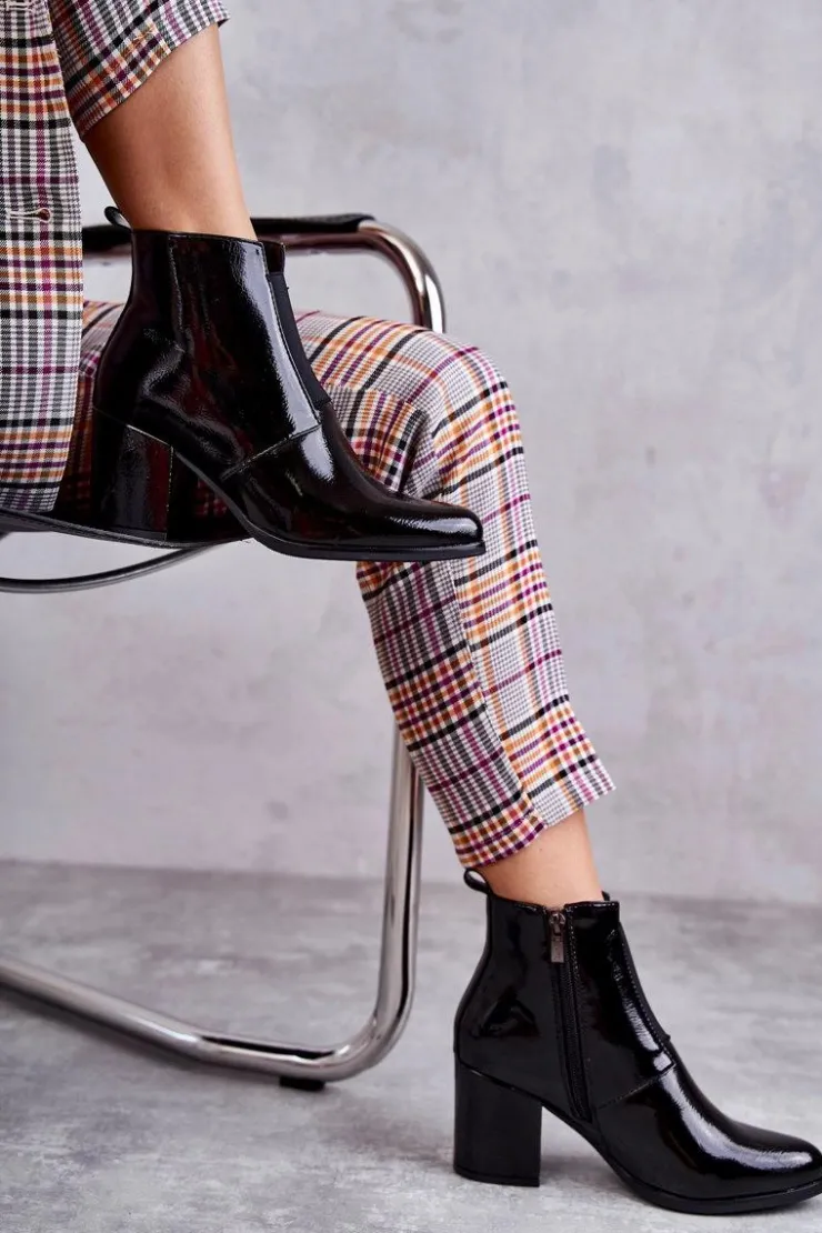 Outlet Boto Klasyczne Lakierowane Botki La.Fi 260035B-LA Czarne