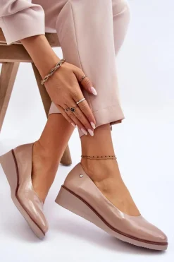 Buty damskie Vinceza Czółenka Na Platformie|Czółenka Klasyczne*Klasyczne Lakierowane Czółenka Na Koturnie Czarne Paola