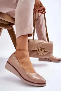 Buty damskie Vinceza Czółenka Na Platformie|Czółenka Klasyczne*Klasyczne Lakierowane Czółenka Na Koturnie Czarne Paola