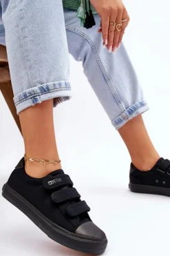 Sale Big Star Shoes Klasyczne Materiałowe Tenisówki Na Rzepy Big Star LL274A204 Czarne