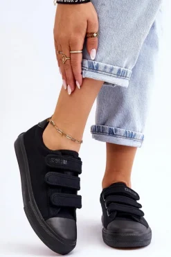 Sale Big Star Shoes Klasyczne Materiałowe Tenisówki Na Rzepy Big Star LL274A204 Czarne