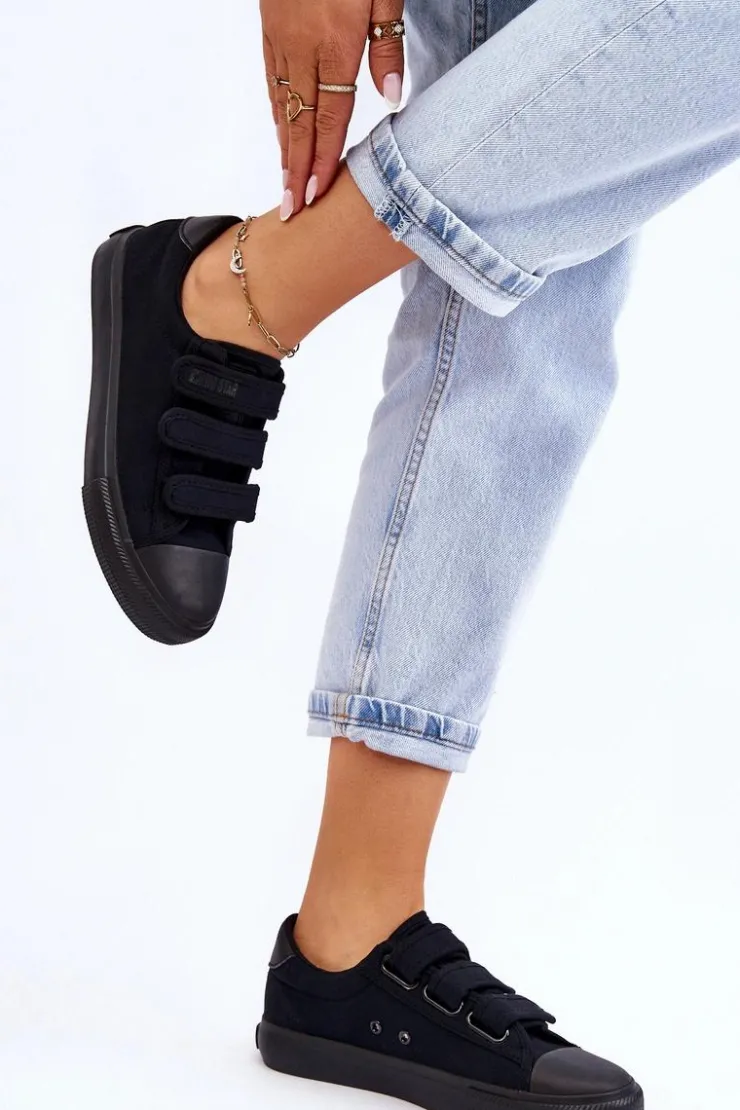 Sale Big Star Shoes Klasyczne Materiałowe Tenisówki Na Rzepy Big Star LL274A204 Czarne