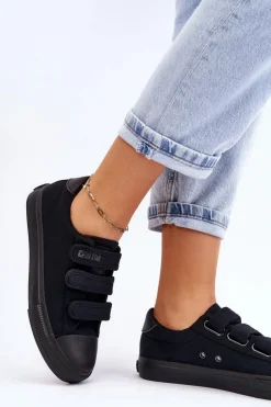 Sale Big Star Shoes Klasyczne Materiałowe Tenisówki Na Rzepy Big Star LL274A204 Czarne