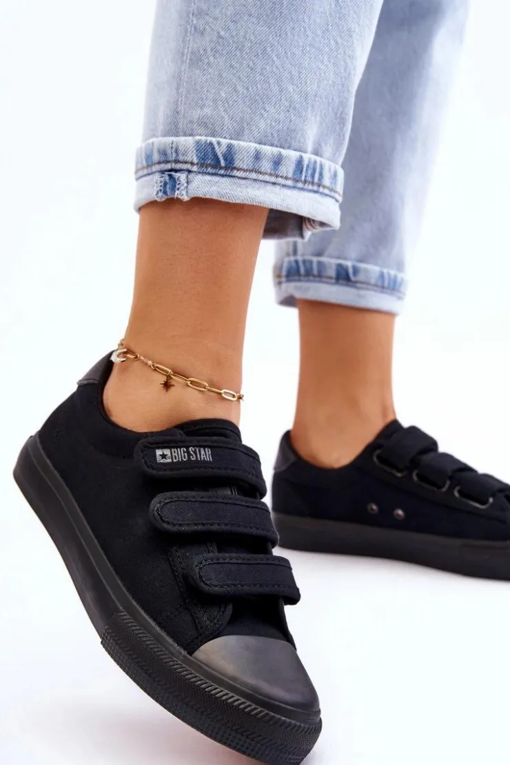 Sale Big Star Shoes Klasyczne Materiałowe Tenisówki Na Rzepy Big Star LL274A204 Czarne