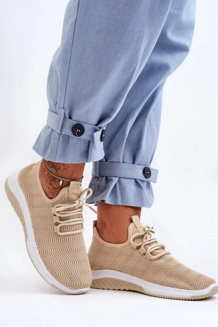 Discount Boto Klasyczne Materiałowe Wsuwane Sneakersy Beżowe Gusto