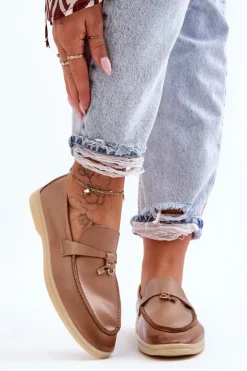 Outlet Boto Klasyczne Mokasyny Damskie Brązowe Cortez Brązowy