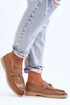 Outlet Boto Klasyczne Mokasyny Damskie Brązowe Cortez Brązowy