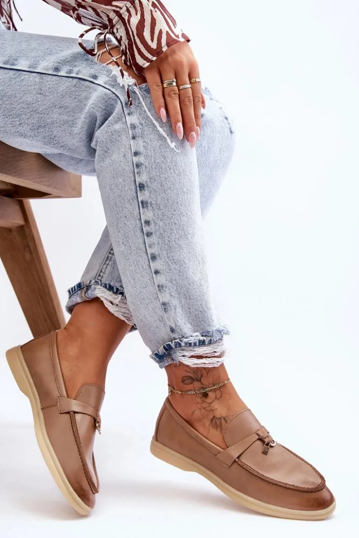 Outlet Boto Klasyczne Mokasyny Damskie Brązowe Cortez Brązowy