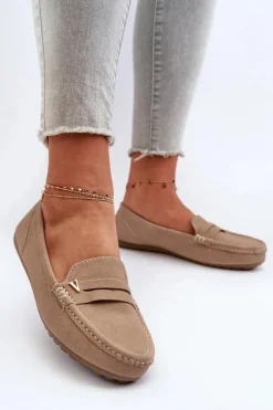 Boto Loafersy Damskie|Mokasyny Damskie Zamszowe*Klasyczne Mokasyny Damskie Beżowe Iramarie