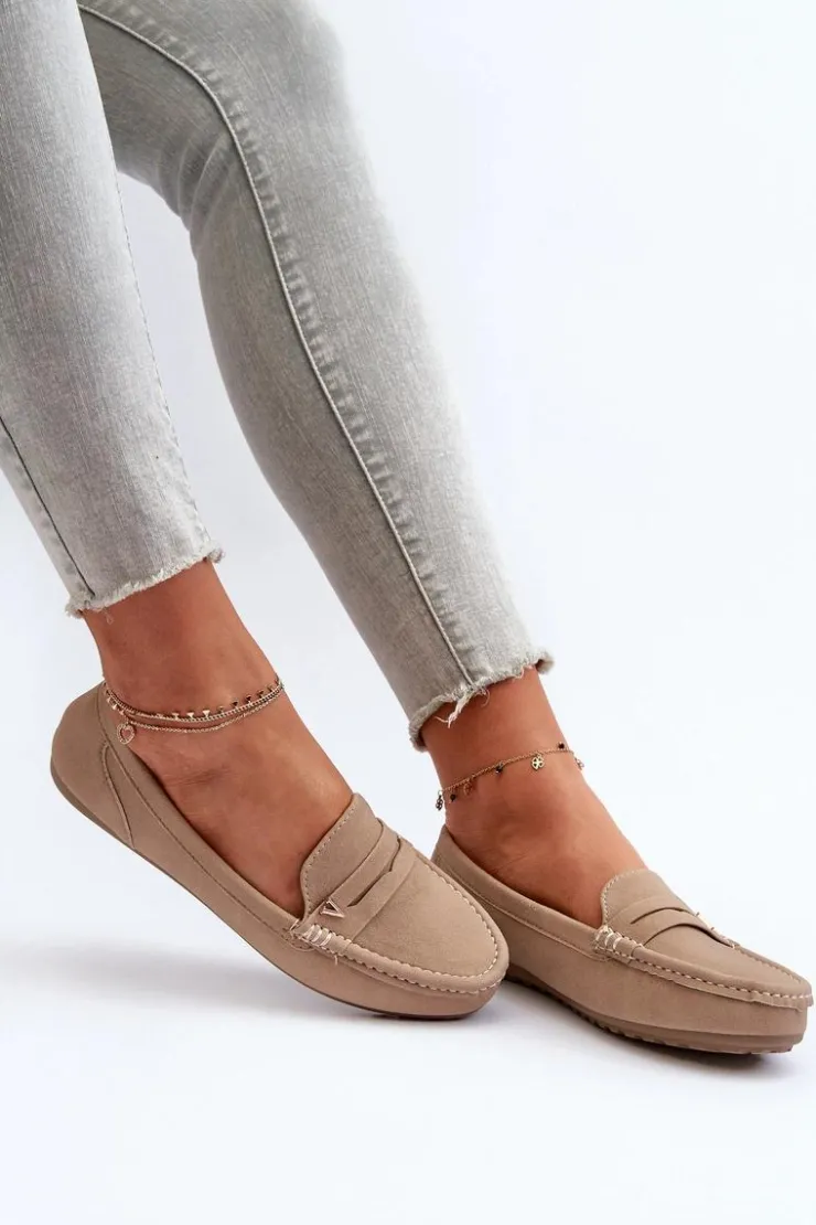 Boto Loafersy Damskie|Mokasyny Damskie Zamszowe*Klasyczne Mokasyny Damskie Beżowe Iramarie