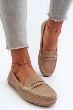 Boto Loafersy Damskie|Mokasyny Damskie Zamszowe*Klasyczne Mokasyny Damskie Beżowe Iramarie