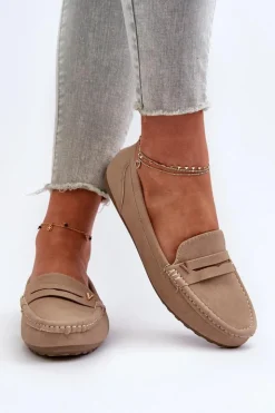 Boto Loafersy Damskie|Mokasyny Damskie Zamszowe*Klasyczne Mokasyny Damskie Beżowe Iramarie