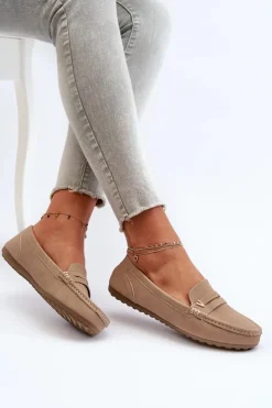 Boto Loafersy Damskie|Mokasyny Damskie Zamszowe*Klasyczne Mokasyny Damskie Beżowe Iramarie