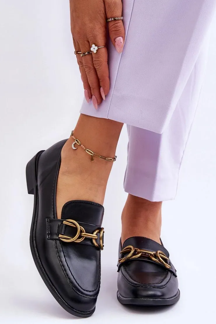 Damskie Boto Klasyczne Mokasyny Damskie Czarne Lorien