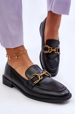 Damskie Boto Klasyczne Mokasyny Damskie Czarne Lorien