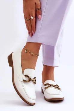 Boto Mokasyny Damskie Skórzane*Klasyczne Mokasyny Damskie Białe Lorien