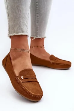 Sale Boto Klasyczne Mokasyny Damskie Camel Iramarie Brązowy